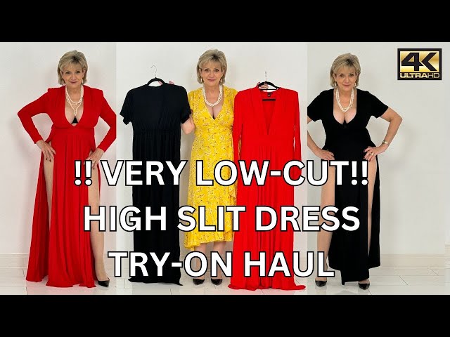 Shein VERY Low-Cut Long Split Dress Try-on Haul With Me In 4k - Both VERY Disappointing!