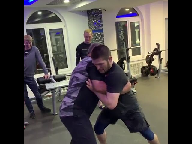 Khabib grappling with his father abdulmanap nurmagomedov