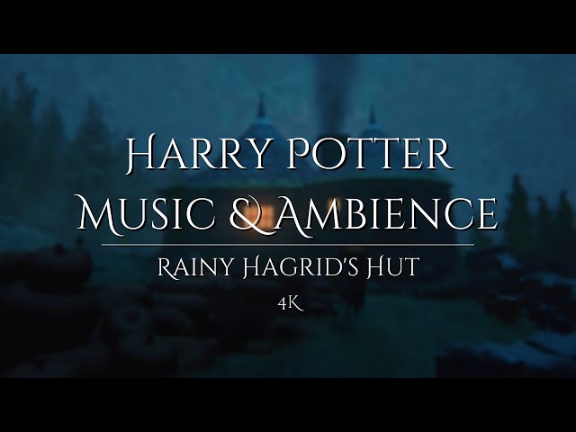 Rainy Hagrid's Hut | Harry Potter Music & Ambience (4K | 60FPS)