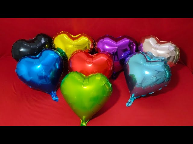 SATISFYING UNBOXING COLOURFULL HEART SHAPE MYLAR BALLOON AND BLOWING । SATISFYING VIDEO