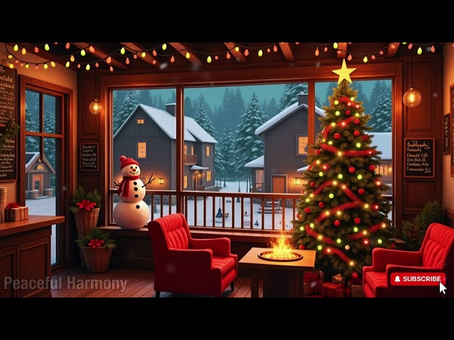 Cozy Winter Ambience with Smooth Jazz Background Music ⛄ Warm Jazz Music & Snowfall for Relax