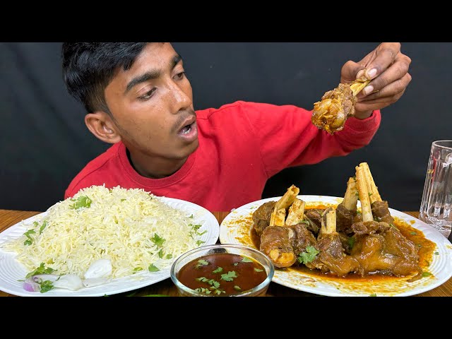 ASMR EATING SPICY MUTTON CURRY+WHITE RICE + GREEN CHILLI || REAL MUKBANG VIDEO || (NO TALKING )