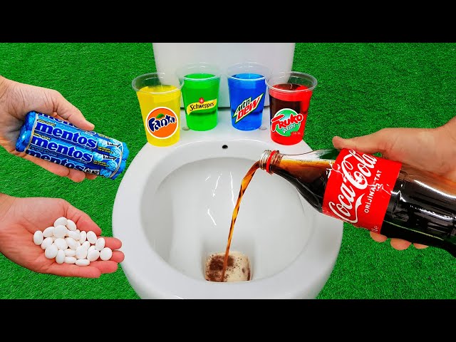 Compilation EXPERIMENTS: Big Coca Cola VS Mentos !! Mtn Dew, Popular Sodas and Mentos in the toilet