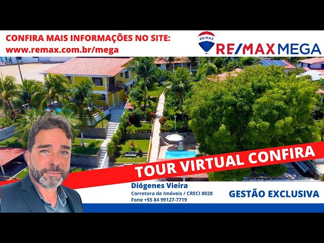 Tour virtual 360 Casa de praia a beira mar para venda na praia de Pirangi do Sul, litoral do RN