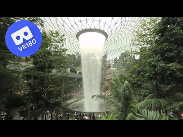 [VR180 VR 3D] Rain Vortex VR Tour @ Jewel Changi Airport - World's Tallest Indoor Waterfall in 3D