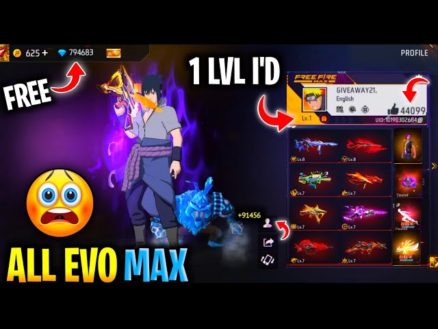 1 Lvl I'd All Evo Gun Fully Upgraded 0-Max 🤑 | Luck Royale All Item Claim 😨