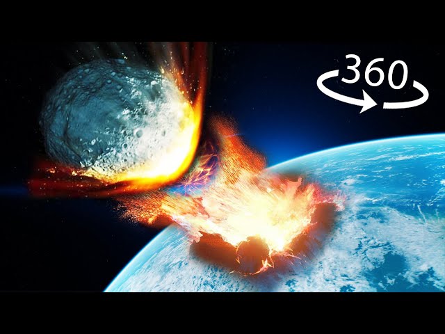 360° VR - Big Asteroid hits EARTH IMPACT | Space POV