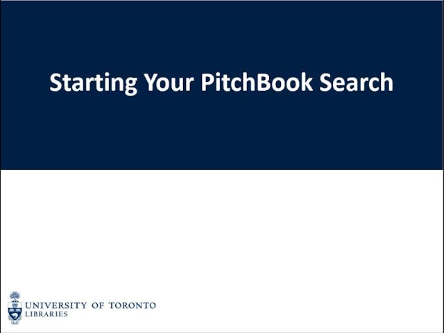 PitchBook 2: Starting your PitchBook search