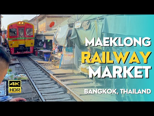 Maeklong Railway Market, Bangkok Thailand [4K HDR Virtual Tour] - Rom Hup Market