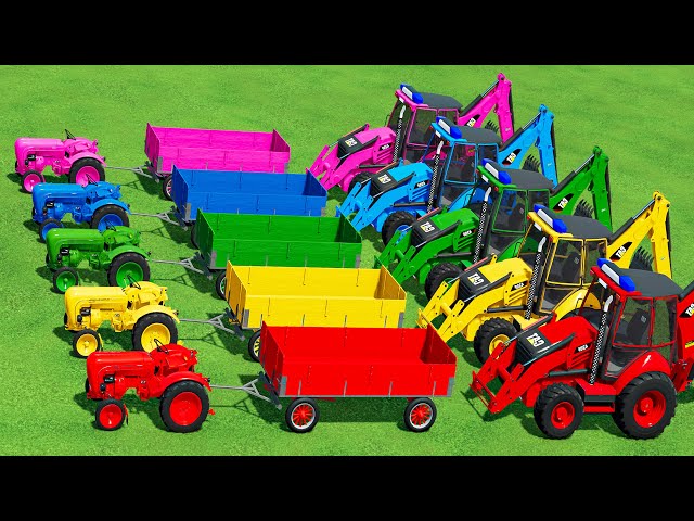 TRANSPORTING OLD PORSCHE TRACTORS & LOAD SUGAR BEET with COLORED TRAILER & CRAZY CAT LOADERS!! FS22