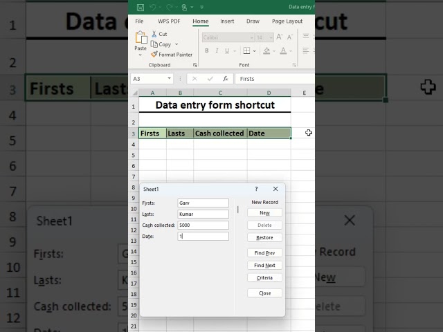 Data entry form shortcut in excel #exceltutorial #exceltips #exceltricks #excel