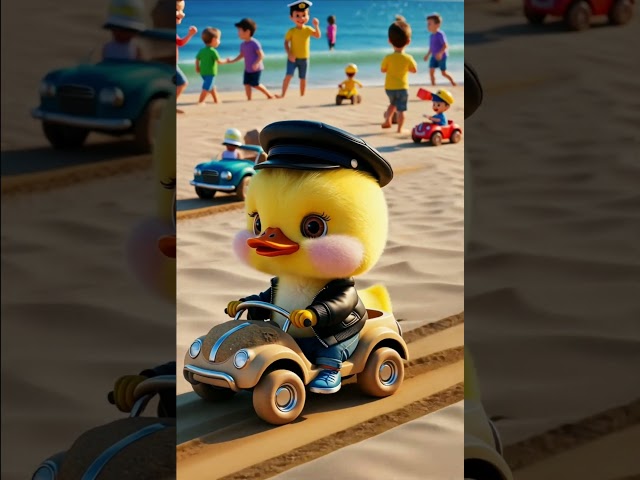 A Cute Duck Builds A Car Out Of Sand🐥😭#shorts #cuteduck