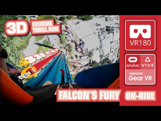 Feel The Fear VR180 FALCON´S FURY - Sky Jump 300 ft face down - scary VR Thrill Ride Busch Gardens