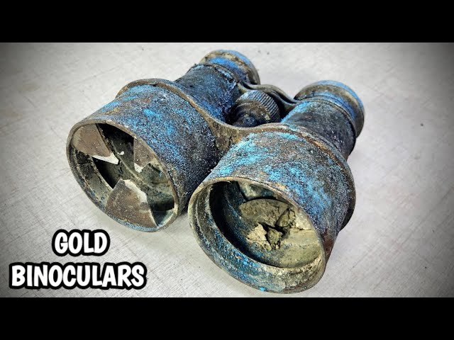 99 years old Antique Rusty Gold Binoculars Restoration