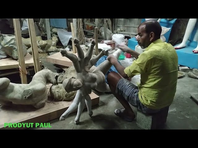 KUMARTULI DIARY 144।  FIBER DURGA IDOL PREPARATION FOR 2019 US DURGA PUJA। PART 2