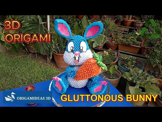 How to make a Gluttonous Bunny in 3D Origami with reusable paper | Conejito Glotón en Origami 3D