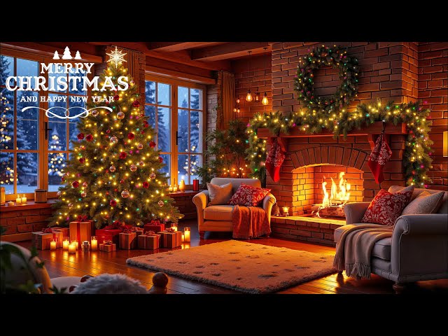 🎅Traditional Christmas Music With Cozy Room Ambience And Beautiful Background 🎄⛄ Merry Christmas