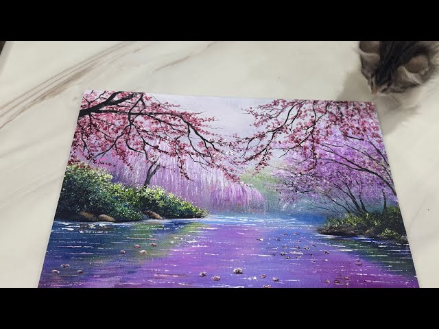 Peaceful Spring River | Step-by-Step Acrylic Painting