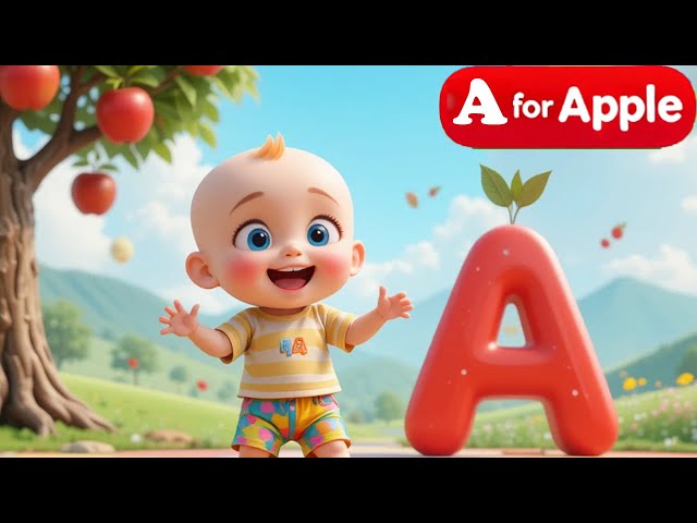 Learn ABC with a Happy Baby & Shiny Apple | A for Apple 🍏🎶