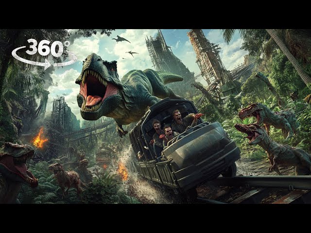 360° Rollercoaster with Slenderman, Dinosaurs, Kraken and Zombies  VR 360 Video 4K Ultra HD