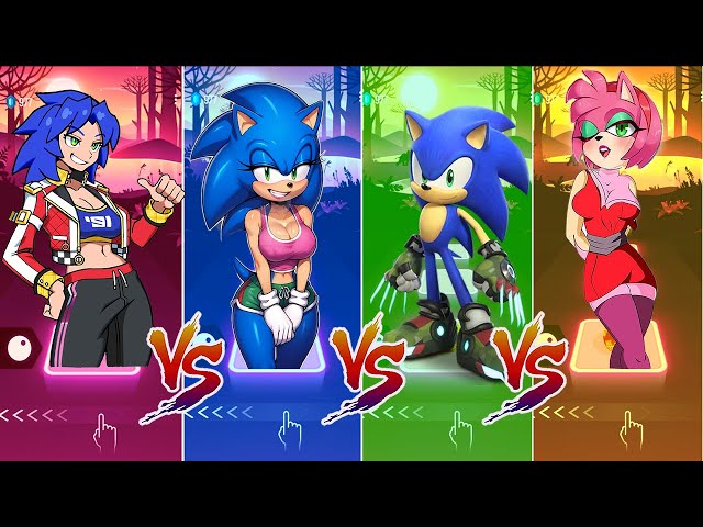 Human Sonica Female Gender Transformation vs Sonica Female vs Sonic Prime vs Hot Amy EXE Tiles Hop