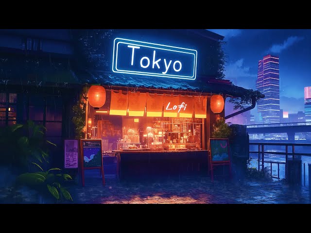 Vintage Lofi Hip Hop Beats 🌙 1980s & 90s Cozy Ramen Shop & Small Tokyo Town 🏮 Lofi Rain Playlist