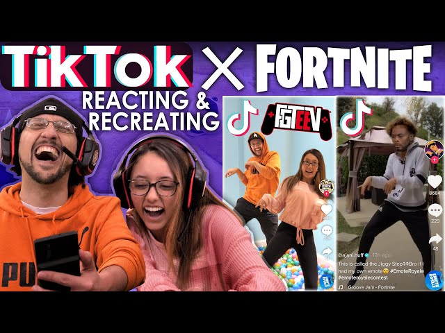 TIK TOK x FORTNITE EMOTE ROYALE CONTEST!  FGTEEV Reacting & Recreating Unique Dances