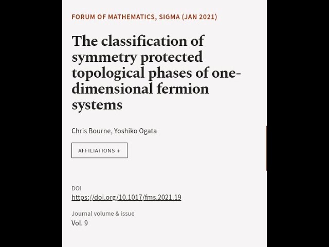 The classification of symmetry protected topological phases of one-dimensional fermio... | RTCL.TV