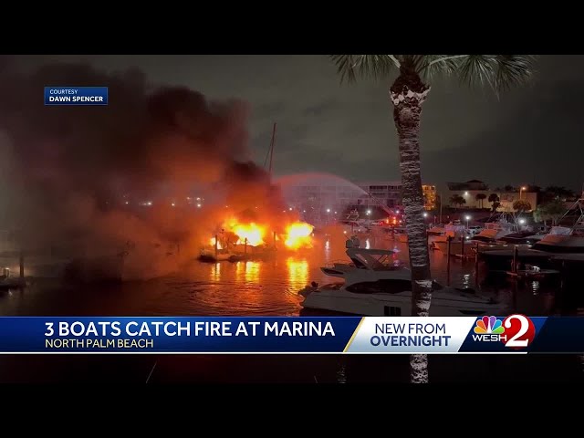 3 boats burst into flames at Florida marina