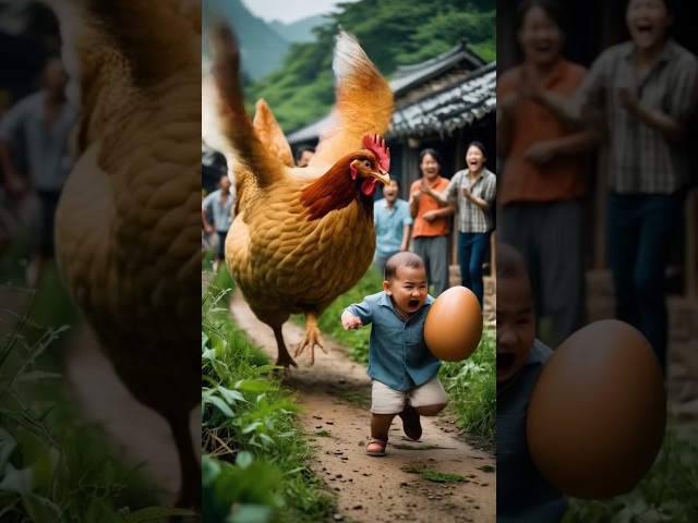 The Great Egg Escape: Baby vs. Angry Hen #hen #bbay #egg #angrybirds