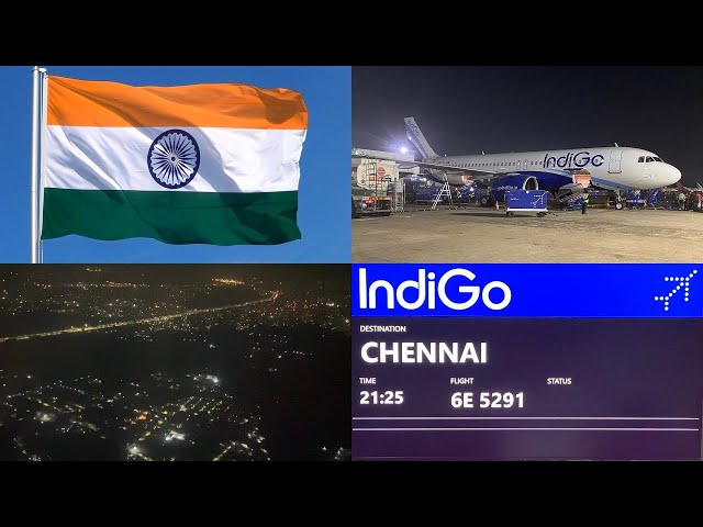 IndiGo Airlines night flight 6E5291 from Mumbai BOM to Chennai MAA, India, Airbus VT-IMU