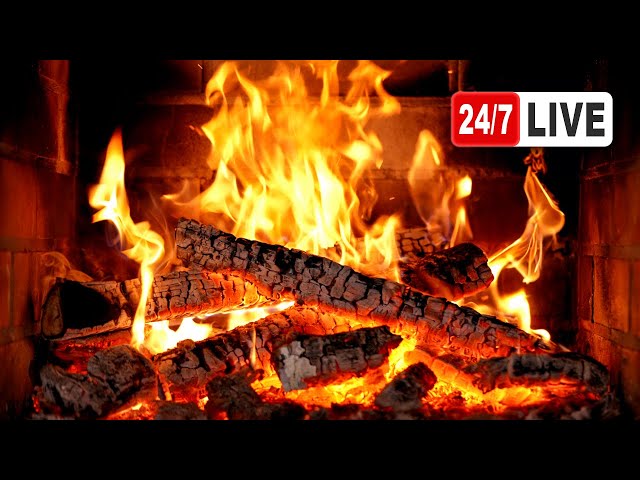 🔥 Cozy Fireplace 4K (LIVE 24/7). Fireplace with Crackling Fire Sounds. Christmas Fireplace 2024