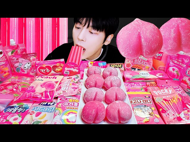 ASMR MUKBANG | GALAXY HONEY JELLY CANDY RECIPE Desserts (PINK Food, Noodles Jelly, Ice cream)