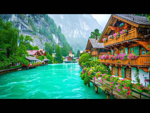 Interlaken Switzerland🇨🇭 Walking in the Rain 🌧️