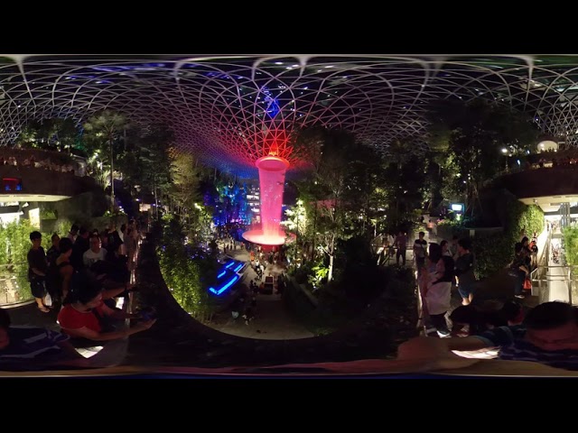 World's Tallest Indoor Waterfall At Night|@Singapore's Jewel Changi Airport | 360° video