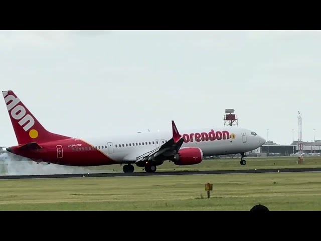 Arrival from Zakynthos Corendon flight CD756 at Amsterdam Schiphol Airport