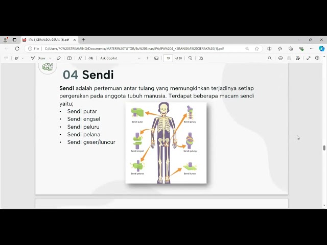 🟢 Kelas 1 & 2 - IPA - ALAT GERAK MANUSIA (BU SINAR RAHAYU)