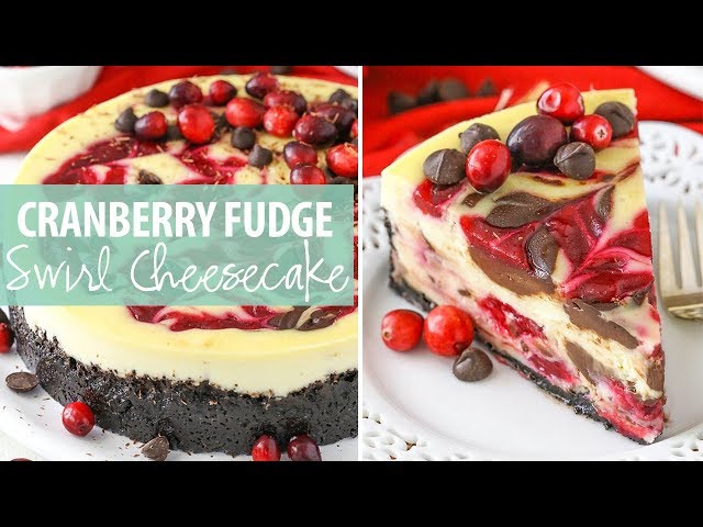 Cranberry Fudge Swirl Cheesecake