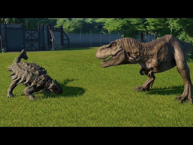 Ankylosaurus(Fully Modified) VS T-Rex, I-Rex, I-Raptor, Spinosaurus and Allosaurus - JWE