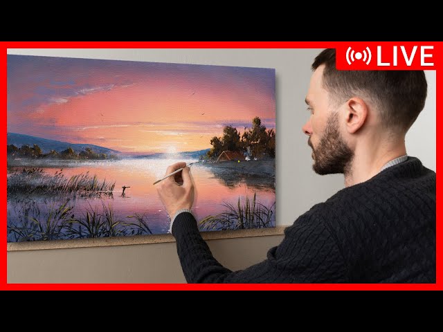 🔴 Acrylic Painting Tutorial - Summer Dawn / Easy Art / Drawing / Acrylfarben Malerei Kunst /  绘画 描画