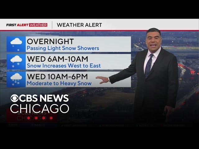 Moderate to heavy snow starts Wednesday morning in Chicago