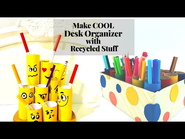 Make COOL Desk Organizer with Recycled Stuff ~ FUN Crafts Ideas