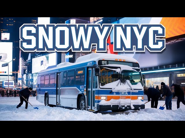 Snowfall In Manhattan New York City | Relaxing Snow Walk | Ambience Sounds 4KHDR