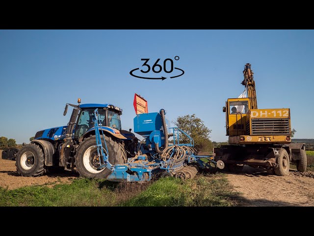 360° Video | NewHolland T8.410 | LEMKEN Solitair 9 | Nakladanie osiva | ZTS DH-112 | 4K | 2022