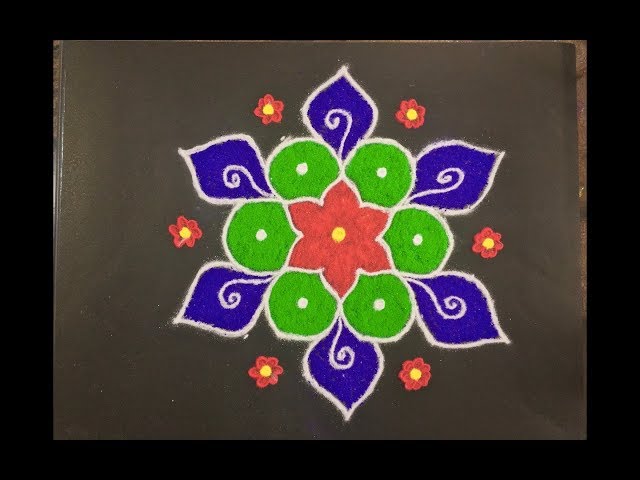 Rangoli Design With Colours for festivals and Competitions with dots 9x5 | Daily Rangoli