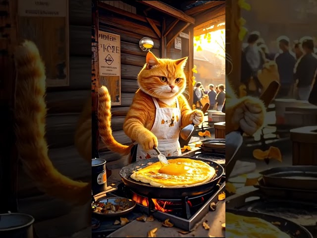 Cat Making Eggs AI Video Cats #AICats #AIVideos #3DCats #3Dvideos