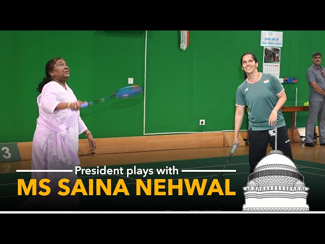 President plays with Ms Saina Nehwal to inspire children to take up sports for a healthy lifestyle