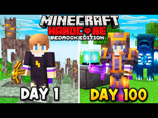 I Survived 100 Days of BEDROCK Hardcore Minecraft!