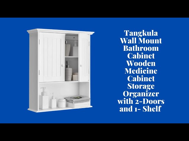 Wall Mount Bathroom Cabinet Wooden Medicine Cabinet Storage Organizer -2 Doors and 1  Shelf