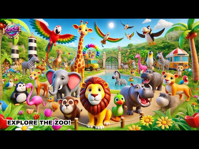 Fun Zoo Song for Kids Cartoon | Visit the Zoo & Explore Animals!